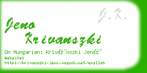 jeno krivanszki business card